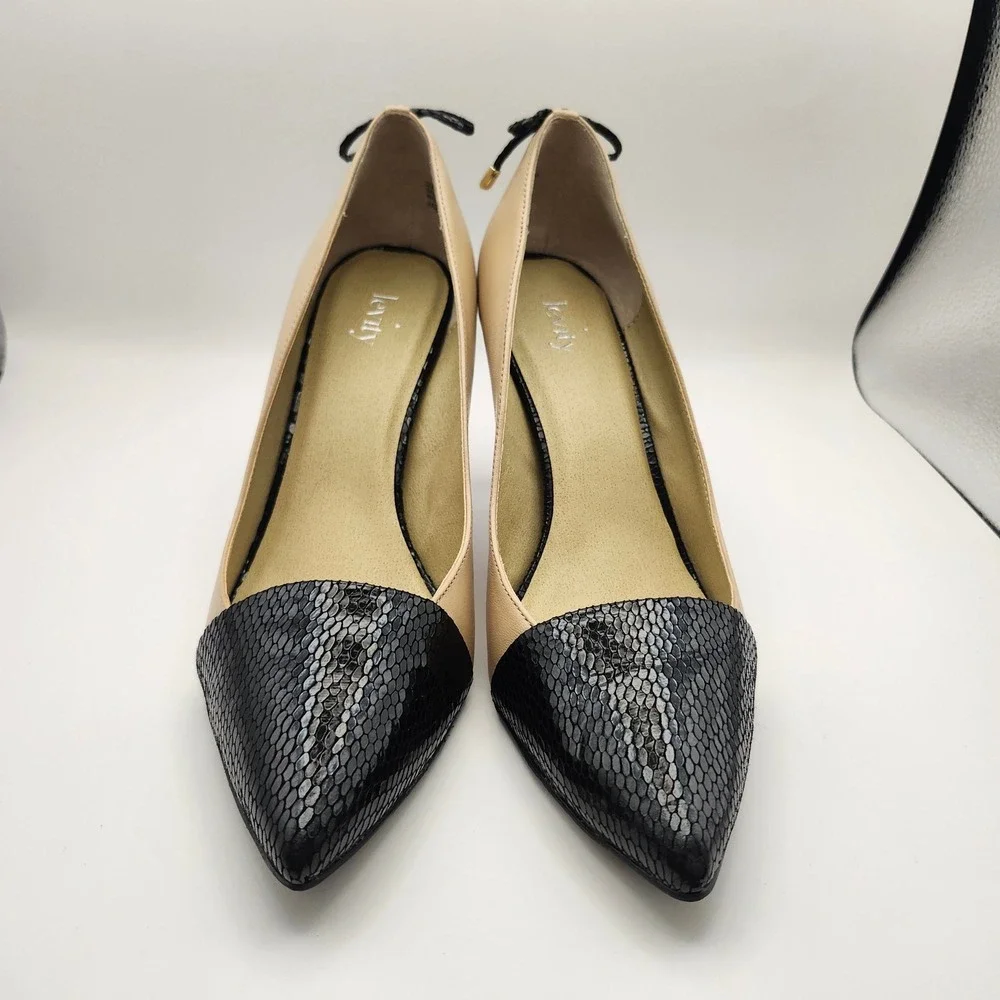 Levity Women's Beige Black Snake Print Stiletto Heel‎ Pumps Shoes Size 11M